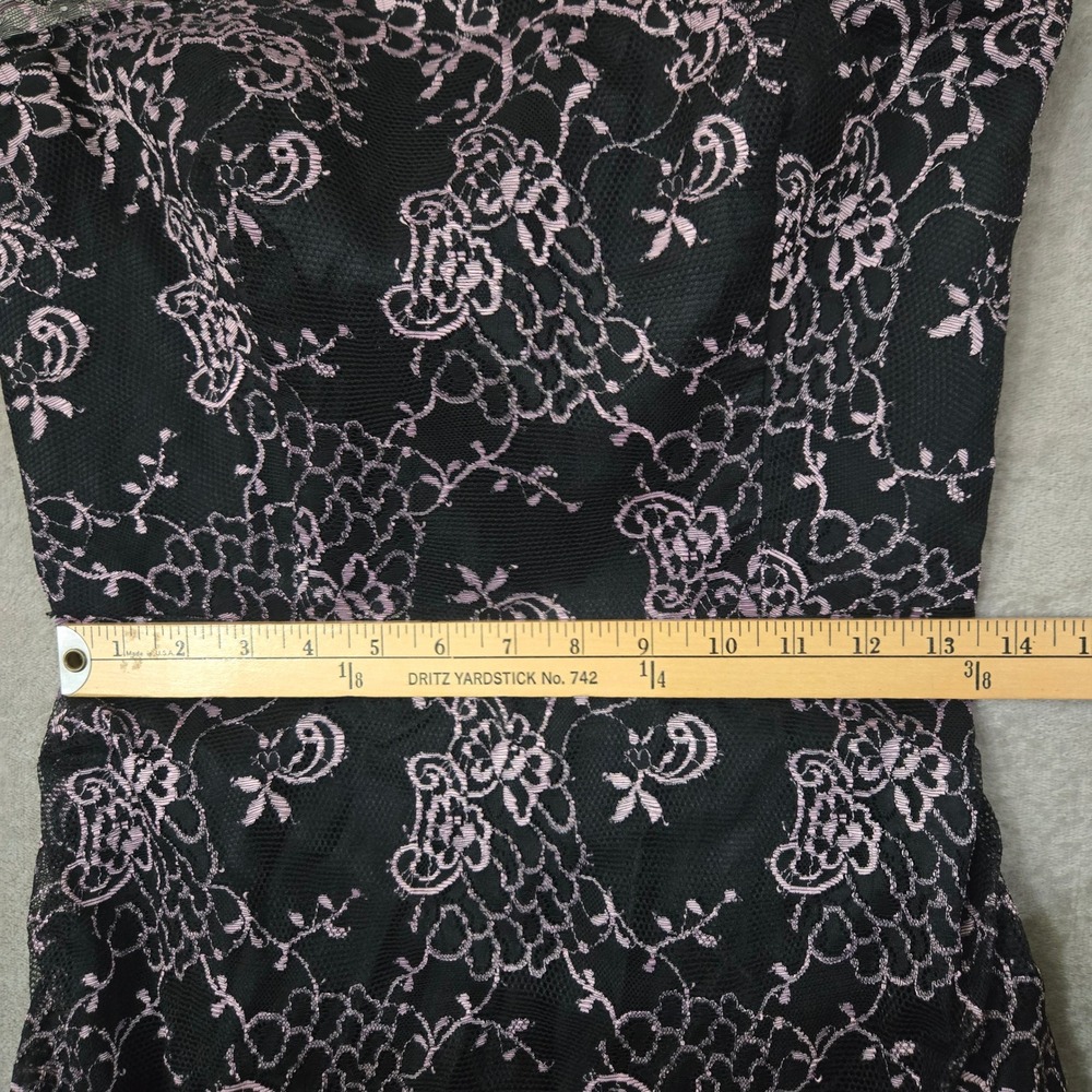 Dessy Collection‎ Black Pink Lace Strapless Prom Dress 10 Fairy Goth Y2K Sheer - Picture 5 of 13